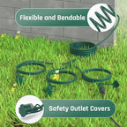 15FT Outdoor Green Extension Cord with Multiple Outlets, Evenly Spaced 3 Outlets, Light Duty 16/3 SJTW Cable with Grounded Plugs, 13AMP 1625W 125V 16AWG, ETL Listed