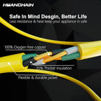 HUANCHAIN 50 ft 12/3 Gauge Heavy Duty Outdoor Extension Cord Waterproof with Lighted, Flexible Cold Weather 3 Prong Electric Cord Outside, 15A 1875W 125V 12AWG SJTW, Yellow, ETL Listed