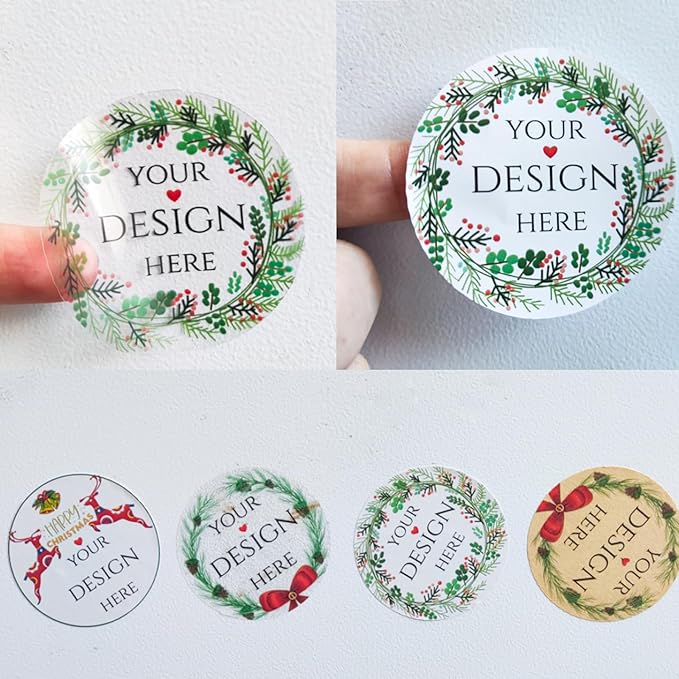 200PCS Custom Stickers Round Labels Personalized Sticker Paper, Vinyl, Clear PVC, Small Business Package Favor