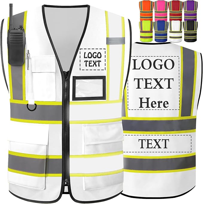 Custom Safety Vest High Visibility Customize Class 2 for Men Personalized Two Tone Logo Work Vests for Construction