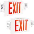 Gruenlich LED Combo Exit Sign, Emergency Light with 2 Adjustable Heads and Double Face, Back Up Batteries- US Standard Red Letter EXIT, UL 924 Qualified, 120-277 Voltage, 2-Pack