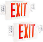 Gruenlich LED Combo Exit Sign, Emergency Light with 2 Adjustable Heads and Double Face, Back Up Batteries- US Standard Red Letter EXIT, UL 924 Qualified, 120-277 Voltage, 2-Pack