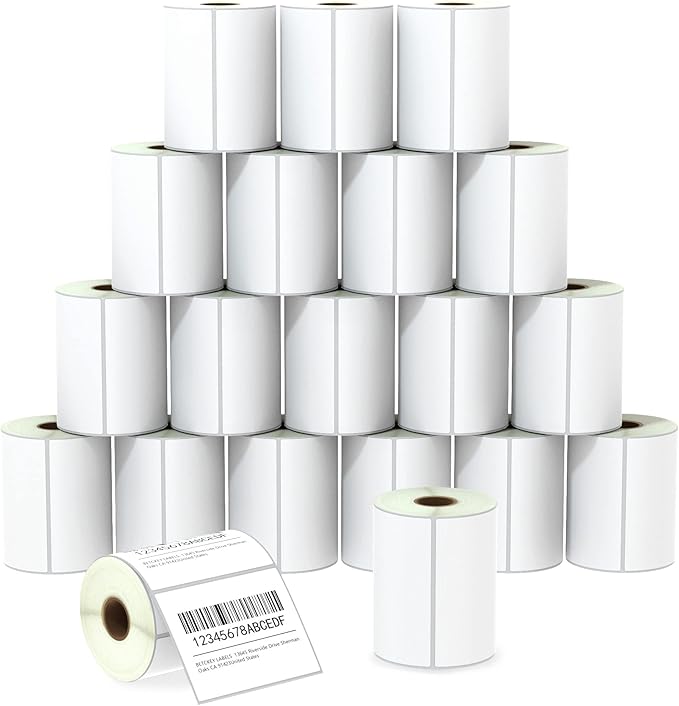 BETCKEY - 4" x 3" (102 mm x 76 mm) Shipping & Multipurpose Labels Compatible with Zebra & Rollo Label Printer,Premium Adhesive & Perforated [20 Rolls, 10000 Labels]