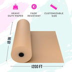 Bryco Goods 18" x 14400" (1200 ft) - Large Brown Kraft Paper Roll for Packing - Made in USA - Natural Kraft Wrapping Paper for Void Filling, Shipping, Wall Art, Crafts, Floor or Table Covering
