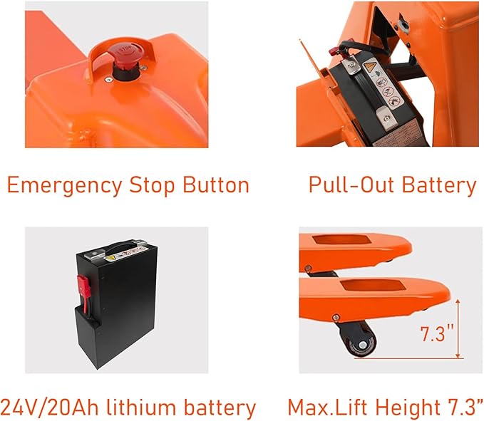 Full Electric Pallet Jack 3300Lbs Capacity, Lithium Powered Pallet Truck 48" x27" Fork Size, Walkie Pallet Lift Trucks for Factory, Warehouse, Supermarket, Multifunctional Handle with Extra Battery
