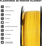 FLASHFORGE PLA Filament 1.75mm, 3D Printer Filament 1kg (2.2lbs) Spool, Dimensional Accuracy +/- 0.02mm, 3D Printing Filament Easy to Use and Fits for Most FDM 3D Printers (Yellow)