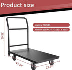 Platform Truck, 2100 lbs Load Bearing Carbon-Steel Heavy Duty Cart, 47.24" Length x 23.62" Width x 35.03" Height Flat Cart with 5" Swivel Casters, Push Cart Dolly for Warehouse and Home Moving