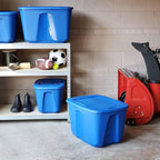 HOMZ 8-Pack Durable Molded Bin, Plastic Storage Containers with Lids, 18 Gallon, Blue - Stackable Organizer Totes and Boxes for Bedroom, Kitchen, and Garage Organization