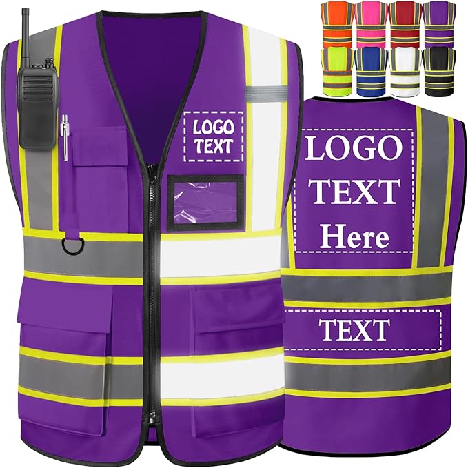 Custom Safety Vest High Visibility Customize Class 2 for Men Personalized Two Tone Logo Work Vests for Construction