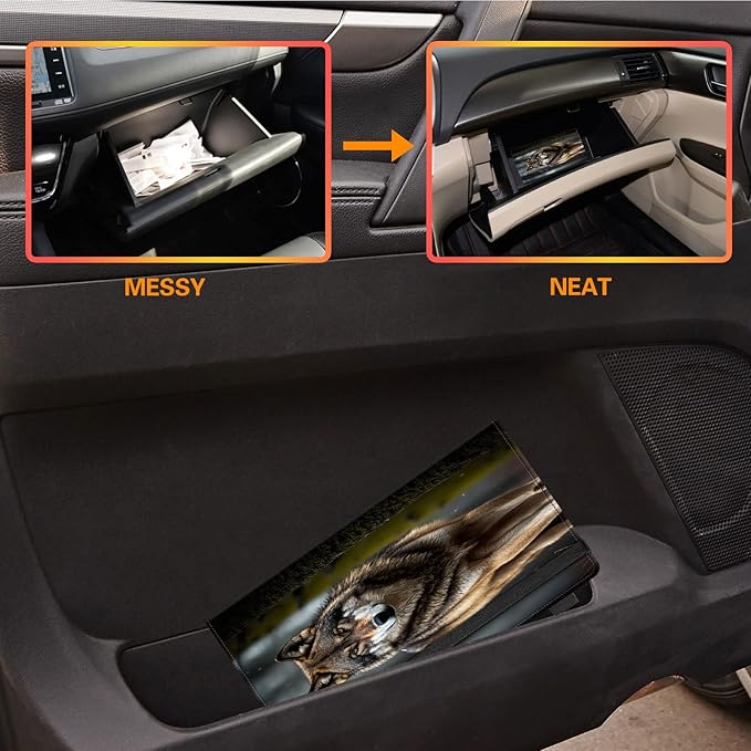 Car Registration and Insurance Holder,Leather Vehicle Glove Box Organizer Wallet for Document,Perfect for any Car,Truck,Motorcycle,Driver License,Trailer or Boat,Men & Women,Wolves Howling Wild
