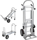 3in1 Aluminum Hand Truck,Convertible Hand Truck Dolly Large Size 1000 lb Capacity, Utility Cart Converts from Hand Truck to Platform Cart with 10" Hi Tech Rubber Wheels