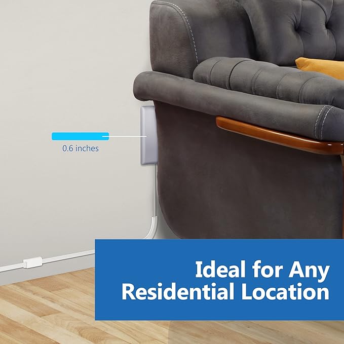 LIDER Flat-Face Outlet Extender with 3 Receptacles, Ultra-Thin Wall Plate Plug with Cord Extender and 3-Outlet Power Strip, 8ft Cord, LWE8-315-SV, ETL-Listed, Silver