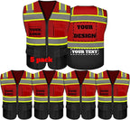 Safety Vest Reflective High Visibility with 5 Pockets ＆Zipper Class 2 Adult Unisex Construction Security Workwear