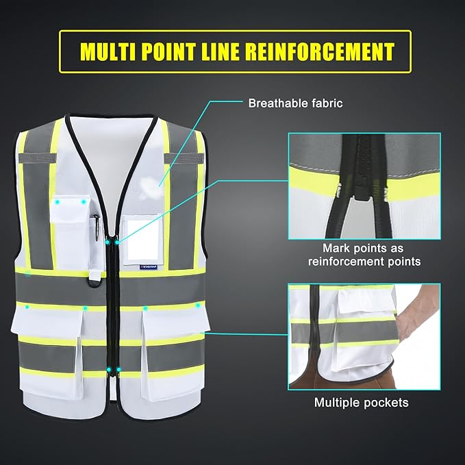 AYKRM Custom Logo Personalised Printed High Visibility Reflective 2 two tone work construction Safety Vest