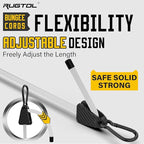 Bungee Cords with Hooks, 48 Inch Adjustable White Bungee Cords with Carabiner Heavy Duty Outdoor, 8mm Thick Easy to Adjust Bungee Rope UV Resistant for Truck Bed, Bike Rack, Camping, 6 Pack