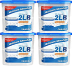 Vacplus Moisture Absorber Buckets – Large Capacity Dehumidifier and Humidity Absorber for Closet, Basement, Bathroom, RV, and Storage Areas, Unscented, 2 lbs, 4 Pack