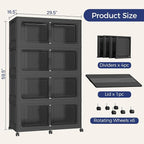 160Gal Stackable Storage Bins with Lid, 640Qt Extra Large Collapsible Storage Box with Wheels, Dividers, Folding Plastic Cabinet Closet Organizers for Home Kitchen Office Dorm, 4Pack Black