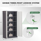 Greenvelly Metal Garage Storage Cabinet, Tall Locking Storage Cabinet with 2 Doors and 4 Adjustable Shelves, Steel Tool Cabinet, Lockable Filling Cabinet for Home, Office, Garage, School (Gray White)