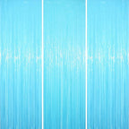 3 Pack 3.3 x 8.2 ft Pastel Blue Foil Fringe Backdrop Curtains, Tinsel Streamers Birthday Party Decorations, Fringe Backdrop for Graduation, Baby Shower, Gender Reveal, Disco Party