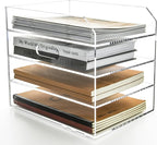 4 Tier Paper Organizer Letter Tray - Acrylic Tray Organizer for Desk, Paper Sorter Organizer for Letter/A4 Office File Folder Holder - Crystal-Clear File Organizer