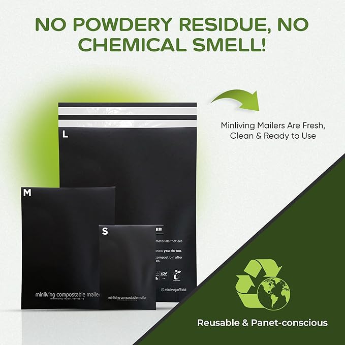 Reusable Double-Sealed Mailing Bags - Multi-Size Mailers (20 Pack 6x9, 20 Pack 10x13, 20 Pack 14.9x19), Plant-Based Packaging Envelopes With Adhesive Seal - 60 Pack Starter Set