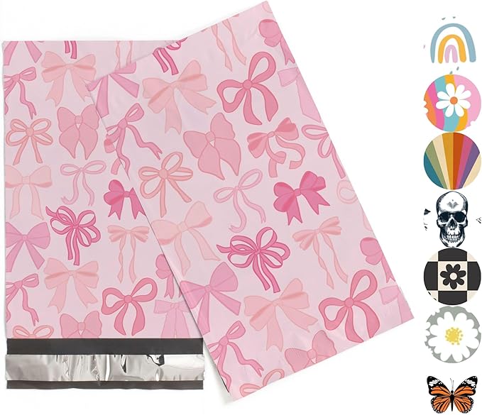 6x9 Poly Mailers – Coquette Bows Design – Waterproof, Tear-Resistant Shipping Bags with Adhesive Seal – 100 Pack – Package Mint