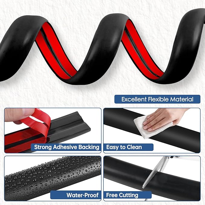 Floor Cord Cover for Wires on Floor Self Adhesive Cord Hider Floor Cable Management Wire Covers for Cords Protector Prevent Cable Trips Cord Cavity W 0.47" x H 0.27", Black, 3.3Ft