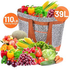Insulated Reusable Tote Bag for Grocery Shopping for Women/Men, Pizza/Food Delivery Bag to Keep Food Cold/Hot for Commercial Delivery Services, Cooler bags for Travel/Beach/Picnic, Cow Print