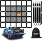 Tecoom Heavy Duty Cargo Net for Pickup Truck Bed, 4.86'x5.12' Adjustable Cam Buckles & S-Hooks & Cross Strap, 1,500 lbs Capacity Cargo Net Truck Accessory (58"x61")