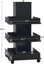 BarberPub Multi-Functional Kitchen Trolley with Lockable Wheels, 3-Tier Tool Storage Organizer, Mobile Cart for Kitchen, Craft Room, Living Room, Office 2038 (Black)