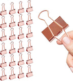 Large Rose Gold Binder Clips 1.6 inch 24 pcs, Capacity 0.66 Inch 41 mm fold Clips, Large Binder Clips, Paper Binder Clips, Large Paper Clips, Office Clips, Great Binder Clips