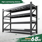 Letaya 68" W Storage Shelves Heavy Duty, 7000LBS Garage Shelving Units, 4 Tier Adjustable Utility Rack Shelf,Large Metal Industrial Shelves,for Shop,Warehouse,Basement (68" W x 24" D x 64" H)