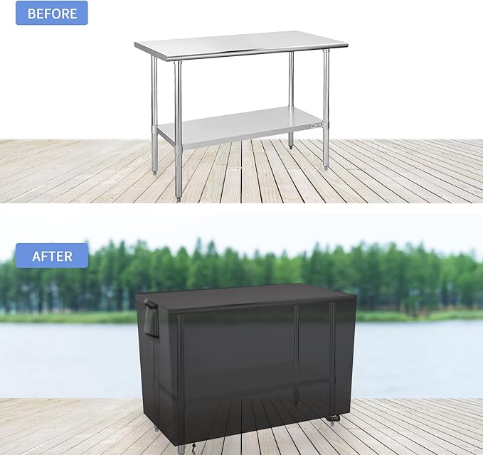 Outdoor Prep Table Cover 72 Inch, Waterproof Patio Stainless Steel Metal BBQ Table Cover All Season Protection for Outdoor Table - 72 x 30 x 34 Inch