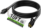 HUANCHAIN Indoor Outdoor Black Extension Cord 10 ft Waterproof, 16/3 Gauge Flexible Cold-Resistant Appliance Extension Cord Outside, 13A 1625W 16AWG SJTW, 3 Prong Electric Cable, ETL