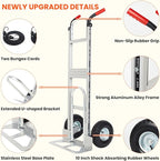 Aluminum Hand Truck Dolly Cart with 10" Pneumatic Tire,Hand Trucks Heavy Duty 600 LBS Capacity,Platform Hand Cart for Transport & Moving in Warehouse, Home, Supermarket