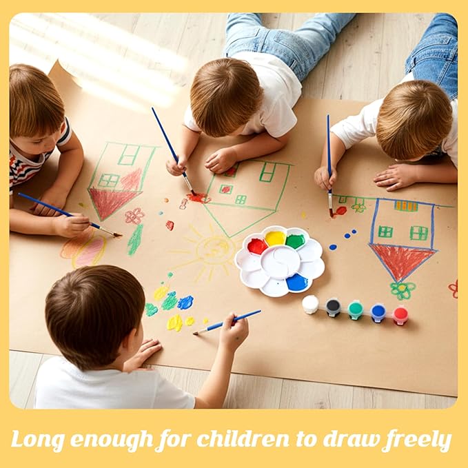 Feifeiya 35" x 472" Brown Kraft Paper Roll with 10 Painting Tools Large Blank DIY Banner for Gift Wrapping Bulletin Board Art Bouquet Flower Packing Moving Shipping Floor Covering Table Business