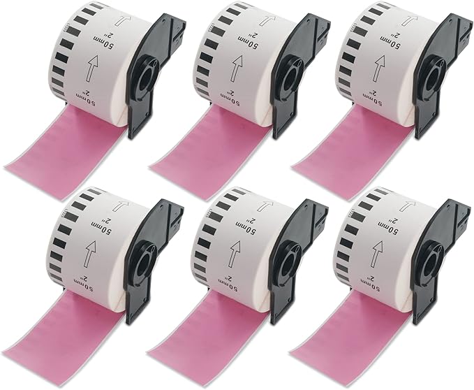 BETCKEY - Continuous Labels Replacement for Brother DK-2223 (1.9 in x 100 ft), Compatible with Brother QL Label Printers [6 Rolls/Continuous Labels, Pink]