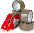 CHUANGSEED Packing Tape with Dispenser – 6 Rolls Brown Shipping Tape (2.4Mil x 1.88” x 60 Yards), Heavy Duty Box Sealing Tape for Moving, Packaging, Office, Warehouse