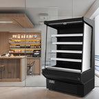 Food Refrigerated Display Case for Commercial Bakery Pastry Front Open Air Refrigerated Display Cooler Case, Movable Shelves and Adjustable Legs, 36~41℉ (61.4 Inches, Black)