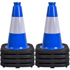 OrangeStar 12" Blue Traffic Cones 8-Pack Reflective Safety Cones with Heavy Duty Base for Sports Training, Parking Lots, Construction, Indoor & Outdoor Use