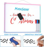 MaxGear Double-Sided Dry Erase Board for Wall, 16"x12" Hanging Whiteboard, Small Dry Erase White Board kit, Portable Whiteboard for Planning, Drawing, Memo, to Do List, Macaron Frame