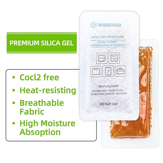 3Pcs 40 Gram Rechargeable Desiccant, Indicating Silica Gel, Gun Safe Dehumidifier, New Style Desiccant Moisture Absorbing Bag