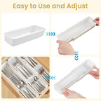 Drawer Organizers Set,Expandable Drawer Organizer Trays,Drawer Organizer Bins for Bedroom,Bathroom, Kitchen, Office (White,4pack)