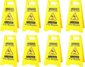 8 Pack Caution Wet Floor Sign, 24" Height, Bright Yellow, Double-Sided A-Frame Safety Caution Sign Commercial, Bilingual Caution Message