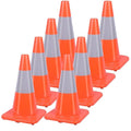 8 Pack Traffic Safety Cones 18 Inches with Reflective Collars, Orange Construction Cone, Restorable Parking Cones, Heavy Duty Road Cones for Parking Lot, Traffic Control, Driveway Road Parking