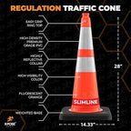 Xpose Safety 36 Inch Orange Slim Line Traffic Cones Heavy Duty 12lb 6" & 4" Collar - Bulk Full Pallet 234 Pack - Multipurpose PVC Plastic Safety Cone Parking, Caution & Construction - DOT Approved