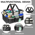 Boczif Cleaning Caddy Bag Wearable, Cleaning Caddy Supplies Organizer with Handle, Shoulder Straps & Detachable Divide, Cleaning Tool Organizers Tote Bag for Cleaners & Housekeepers (White)