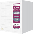 NextDayLabels – 1.5" x 1" Rectangular Sticker Labels for Printer - White Laser/Inkjet Printer Labels Return Address Labels Shipping Label Stickers (1000 Sheets, 50 Per Sheet, 50000 Labels)