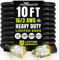 10ft Outdoor/Indoor Extension Cord 16/3 Gauge Heavy Duty 3 Prong SJTW, Waterproof, ETL Listed, Flexible Cold-Resistant Long Power Cord,13A 125V 1625W, Black by LifeSupplyUSA