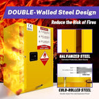 36 Gallon Yellow Flammable Storage Cabinet, Fireproof Steel Chemical Storage Locker with Adjustable Shelves, for Flammable Liquids, Industrial Use, Free Returns!